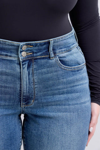 Judy Blue High Waist Double Button Tinted Flare Denim Jeans 82630