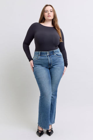Judy Blue High Waist Double Button Tinted Flare Denim Jeans 82630