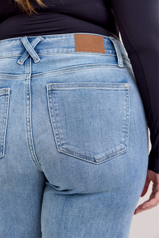 Judy Blue High Waist Double Button Trouser Wide Leg Denim Jeans 82675