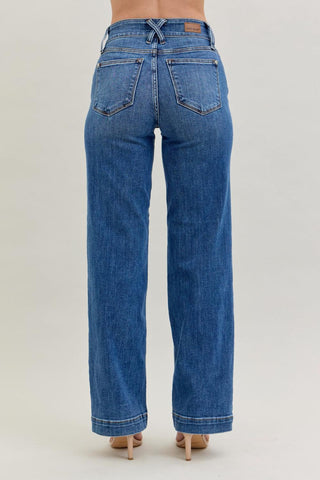 Judy Blue High Waist Double Button Wide Leg Denim Jeans 82558