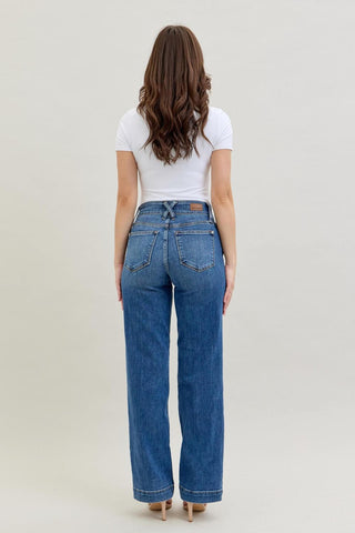Judy Blue High Waist Double Button Wide Leg Denim Jeans 82558