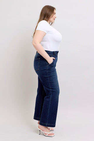 Judy Blue High Waist Double Button Wide Leg Denim Jeans 82642