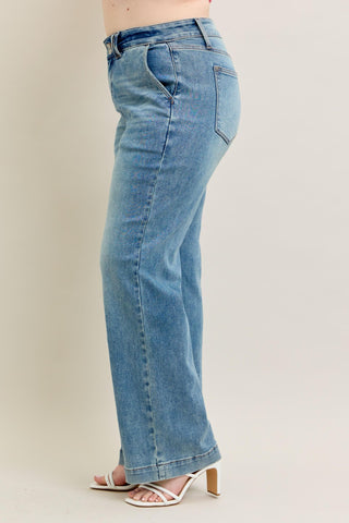 Judy Blue High Waist Double Button Wide Leg Denim Jeans 88942