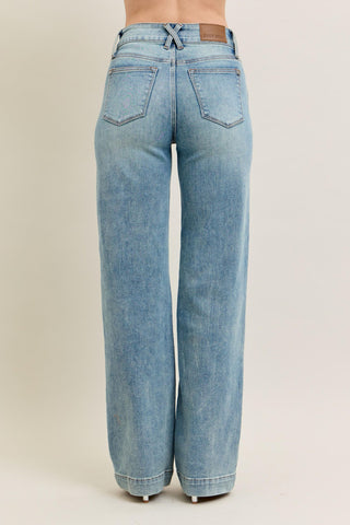 Judy Blue High Waist Double Button Wide Leg Denim Jeans 88942