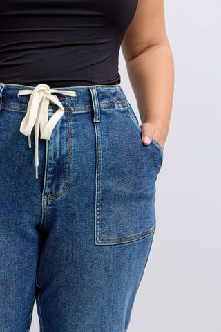 Judy Blue High Waist Drawstring Wide Leg Denim Jeans 88856