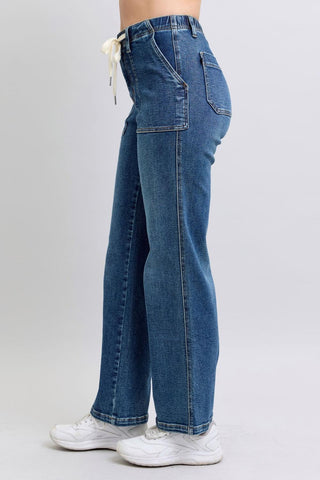 Judy Blue High Waist Drawstring Wide Leg Denim Jeans 88856