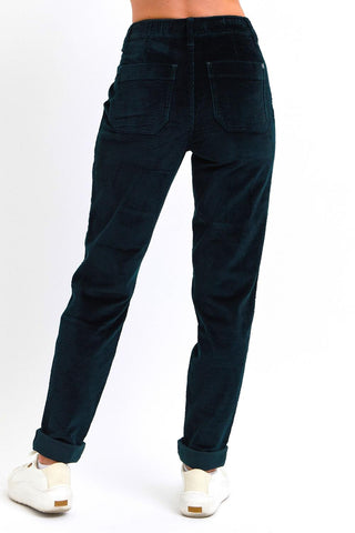 Judy Blue High Waist Emerald Green Corduroy Cuffed Jogger Denim Jeans 88863