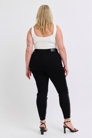 Judy Blue High Waist Faux Leather & Denim Jeans Skinny 88810