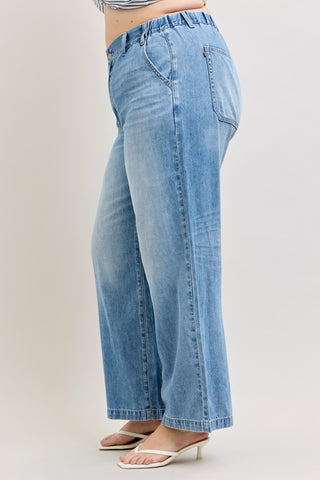 Judy Blue High Waist Featherweight Elastic Waistband Baggy Denim Jeans 881090