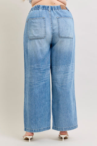 Judy Blue High Waist Featherweight Elastic Waistband Baggy Denim Jeans 881090