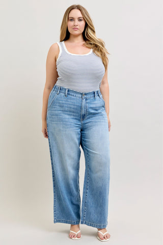 Judy Blue High Waist Featherweight Elastic Waistband Baggy Denim Jeans 881090