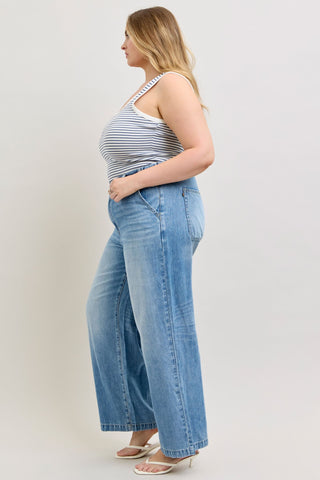 Judy Blue High Waist Featherweight Elastic Waistband Baggy Denim Jeans 881090