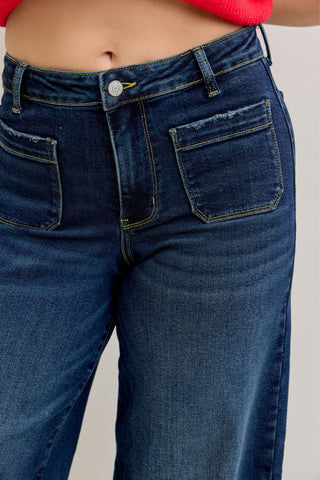 Judy Blue High Waist Front Patch Pockets Palazzo Denim Jeans 881046