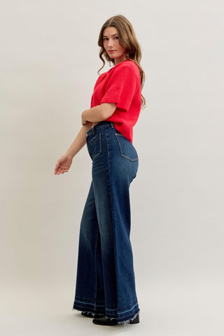 Judy Blue High Waist Front Patch Pockets Palazzo Denim Jeans 881046