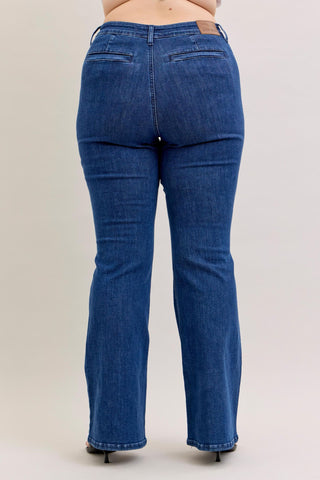Judy Blue High Waist Front Patch & Welt Pockets Flare Denim Jeans 881025