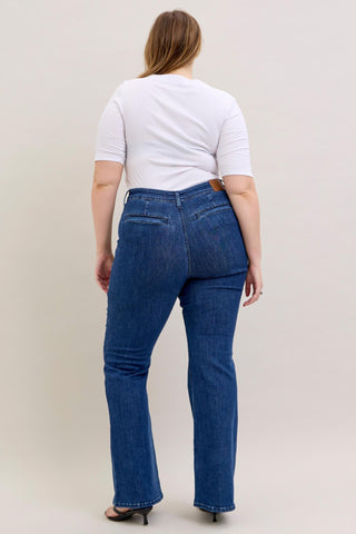 Judy Blue High Waist Front Patch & Welt Pockets Flare Denim Jeans 881025
