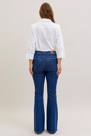 Judy Blue High Waist Front Patch & Welt Pockets Flare Denim Jeans 881025