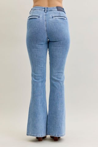 Judy Blue High Waist Front Patch & Welt Pockets Flare Denim Jeans 881055