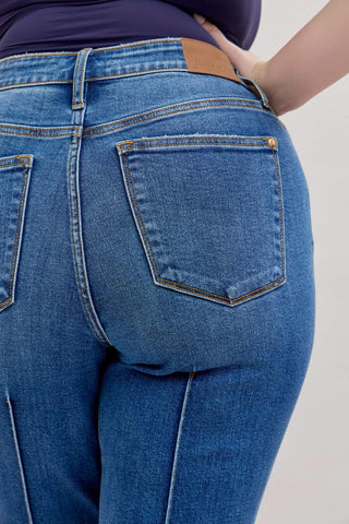 Judy Blue High Waist Front Seam Detail & Cuffed Straight Denim Jeans 82571