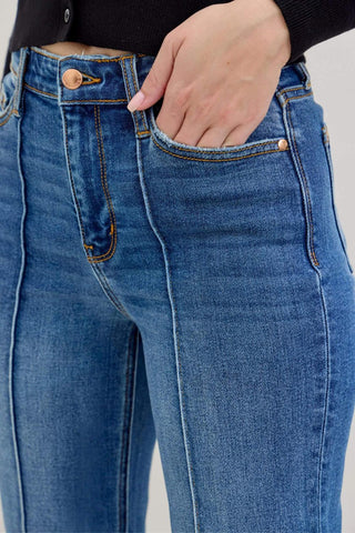 Judy Blue High Waist Front Seam Detail & Cuffed Straight Denim Jeans 82571