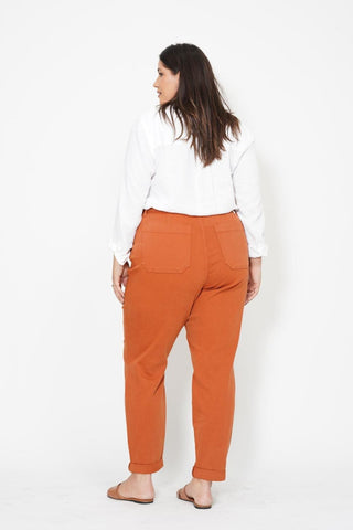 Judy Blue High Waist Garment Dyed Auburn Orange Double Cuff Jogger Denim Jeans 88911