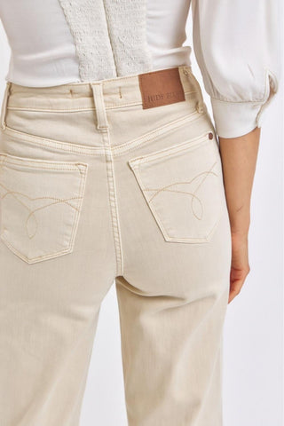 Judy Blue High Waist Garment Dyed Bone 90's Straight Denim Jeans 88823