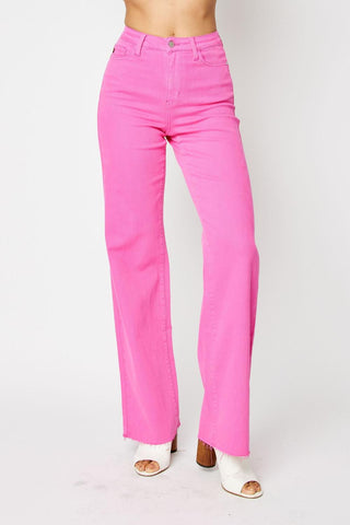 Judy Blue High Waist Garment Dyed Hot Pink 90’s Straight Denim Jeans 88816