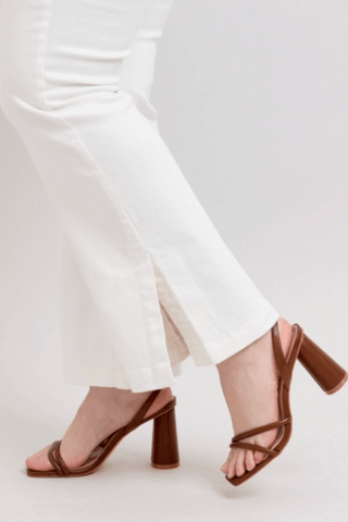 Judy Blue High Waist Garment Dyed White Side Slit Slim Bootcut Denim Jeans 88975