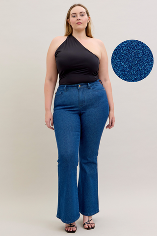 Judy Blue High Waist Glitter Sparkle Flare Denim Jeans 881059