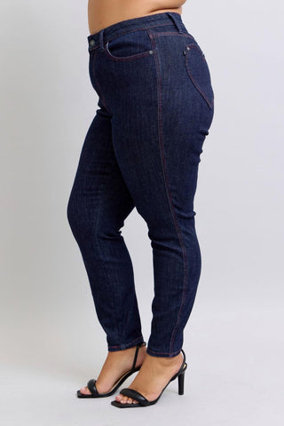 Judy Blue High Waist Heart Shaped Back Pockets Skinny Denim Jeans 88916