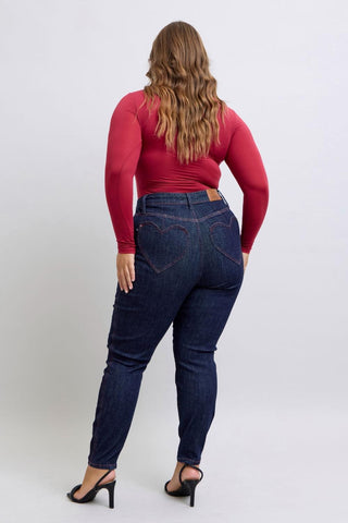Judy Blue High Waist Heart Shaped Back Pockets Skinny Denim Jeans 88916