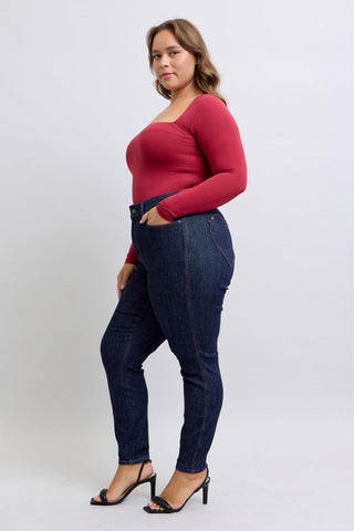 Judy Blue High Waist Heart Shaped Back Pockets Skinny Denim Jeans 88916