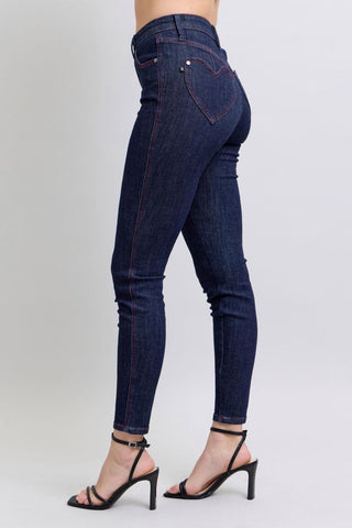 Judy Blue High Waist Heart Shaped Back Pockets Skinny Denim Jeans 88916