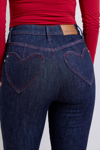Judy Blue High Waist Heart Shaped Back Pockets Skinny Denim Jeans 88916