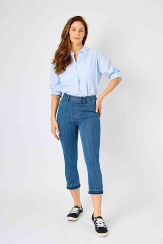 Judy Blue High Waist Pull On Capri Denim Jeans 78112