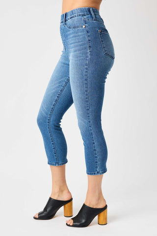 Judy Blue High Waist Pull On Cool Capri Denim Jeans 78111