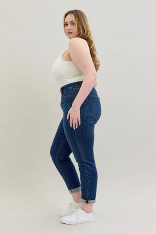 Judy Blue High Waist Pull On Double Cuff Slim Denim Jeans 88750