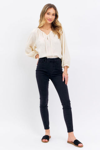 Judy Blue High Waist Pull-On Shield Pockets Black Skinny Denim Jeans 88581