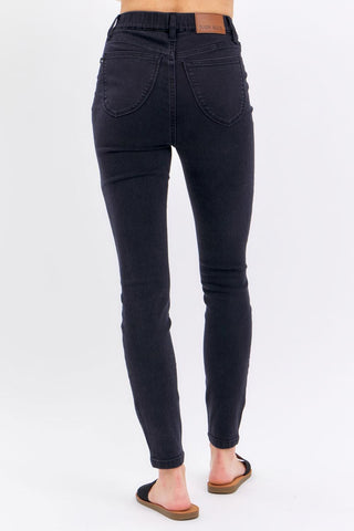 Judy Blue High Waist Pull-On Shield Pockets Black Skinny Denim Jeans 88581