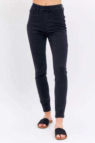 Judy Blue High Waist Pull-On Shield Pockets Black Skinny Denim Jeans 88581