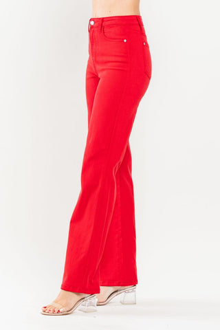Judy Blue High Waist Red Garment Dyed 90s Straight Denim Jeans 88693