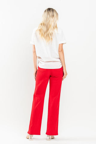 Judy Blue High Waist Red Garment Dyed 90s Straight Denim Jeans 88693