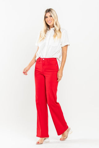 Judy Blue High Waist Red Garment Dyed 90s Straight Denim Jeans 88693