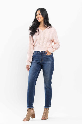 Judy Blue High Waist Release Hem Slim Fit Denim Jeans 88704
