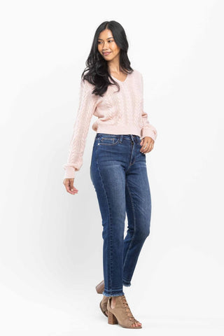 Judy Blue High Waist Release Hem Slim Fit Denim Jeans 88704