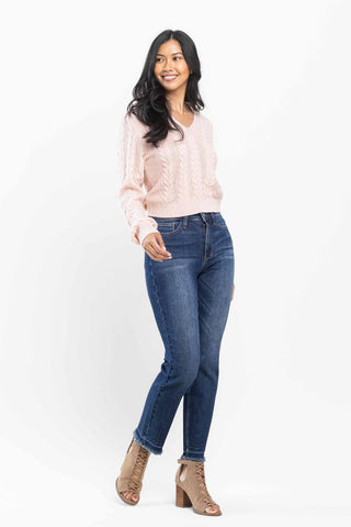 Judy Blue High Waist Release Hem Slim Fit Denim Jeans 88704