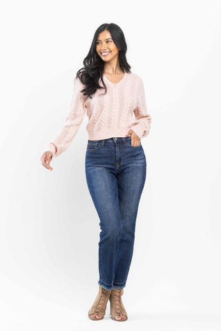 Judy Blue High Waist Release Hem Slim Fit Denim Jeans 88704