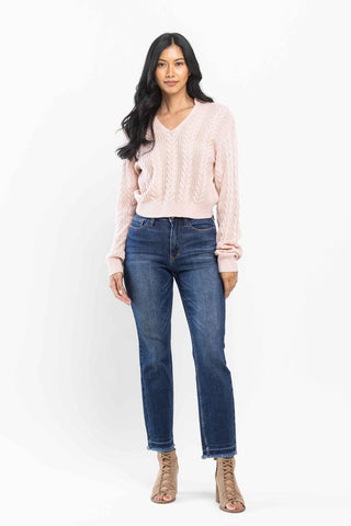 Judy Blue High Waist Release Hem Slim Fit Denim Jeans 88704