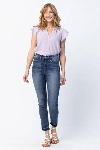 Judy Blue High Waist Released Hem & Side Slit Skinny Denim Jeans 82422