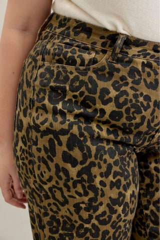 Judy Blue High Waist Retro Leopard Wide Leg Denim Jeans 881022